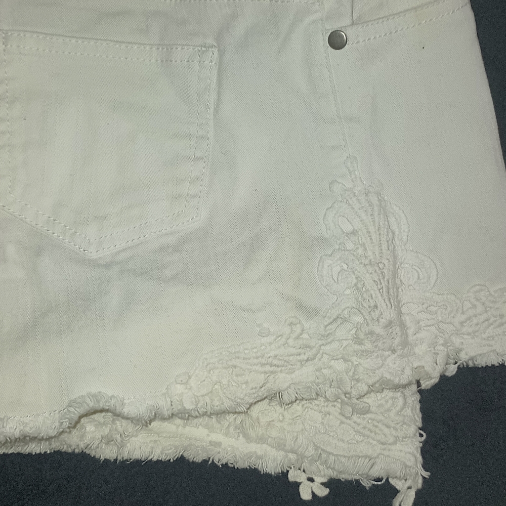 White Denim Crochet Shorts - Picture 9 of 12